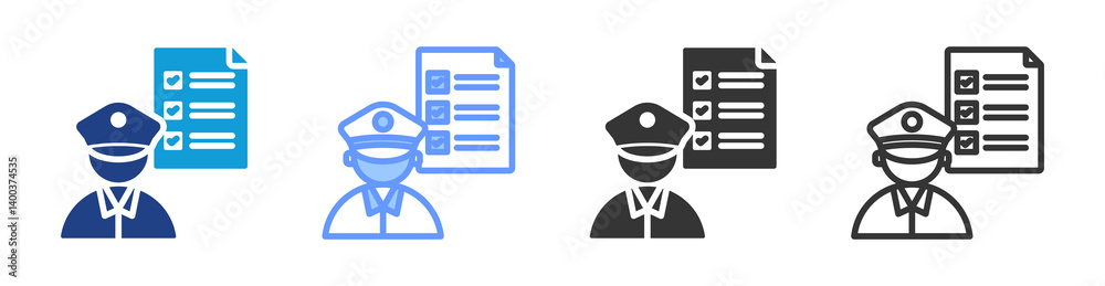 Poster customs clearance icon set multiple style collection