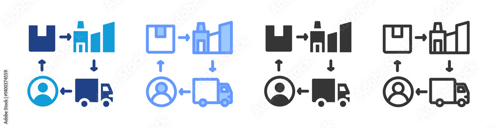 Poster supply chain icon set multiple style collection