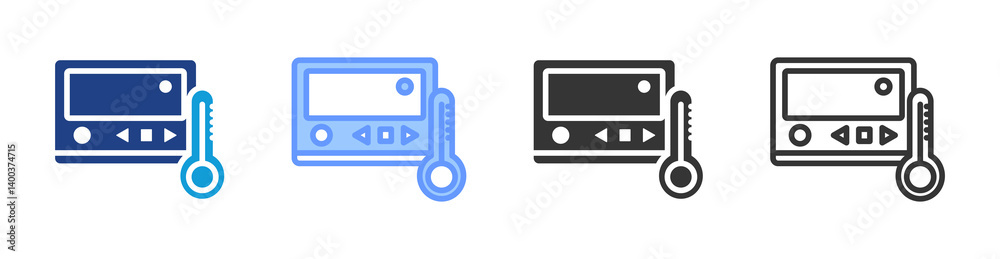 Fototapete temperature control icon set multiple style collection