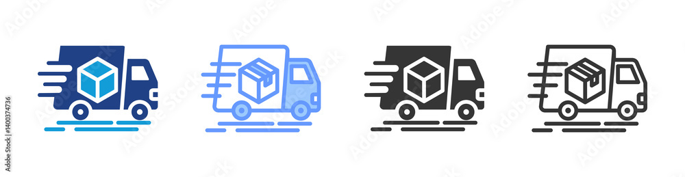 Poster Fast Delivery icon set multiple style collection