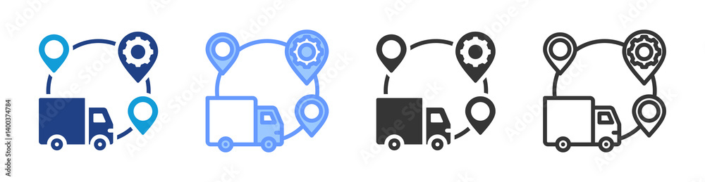 Poster logistics management icon set multiple style collection