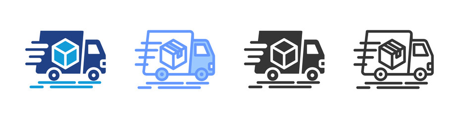 Fast Delivery icon set multiple style collection