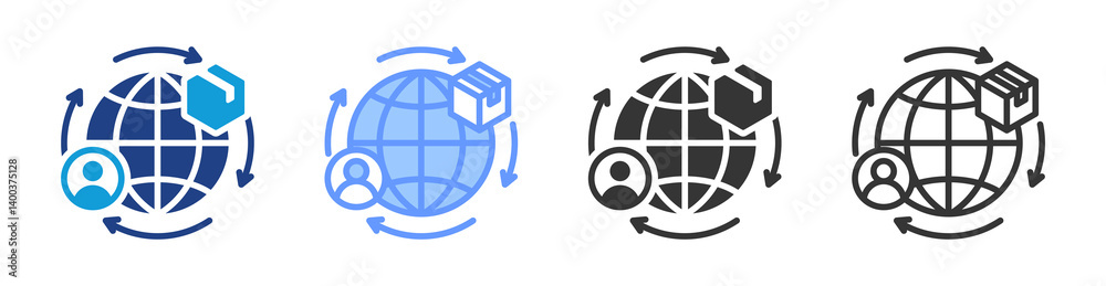 Poster Cross-Border Trade icon set multiple style collection