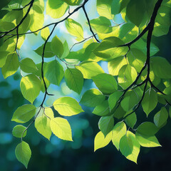 Vibrant green leaves creating a beautiful wallpaper pattern, bringing nature's freshness indoors, perfect for a tranquil and refreshing ambiance.