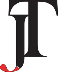 JT, TJ , J , T , Abstract Letters Logo Monogram	