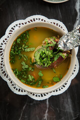 fresh and delicious meat soup