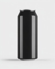 Obraz premium Sleek black aluminum soda can isolated on white backdrop showcasing modern design and beverage container with a minimalist aesthetic perfect for advertising