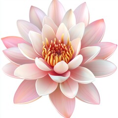 Obraz premium Beautiful Water Lily with Soft Pink Petals and Yellow Stamens Floating in Calm Water for Nature and Serenity Themes