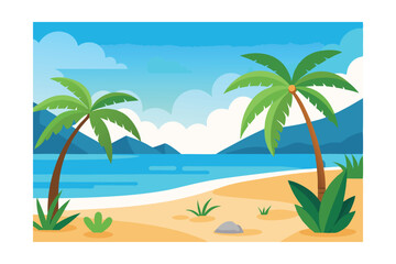 Fototapeta premium tropical beach with palm trees