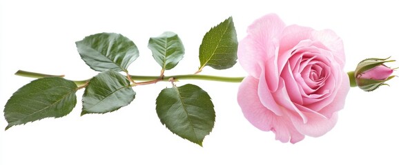 Delicate Pink Rose Stem with Buds