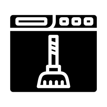 black browser window with white broom clip art preview