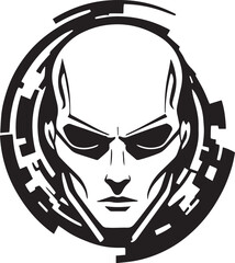 Futuristic Alien Head with Cybernetic Implants Vector