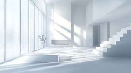 Fototapeta premium A minimalist white interior design showcasing natural light.
