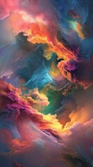 Fototapeta premium Vibrant abstract cloudscape with swirling colors and dynamic texture creating a surreal and dreamy atmosphere perfect for creative backgrounds