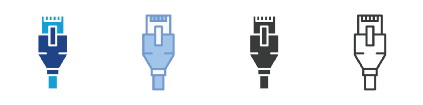 Ethernet Cable Icons Collection &ndash; Multiple Vector Styles Icons