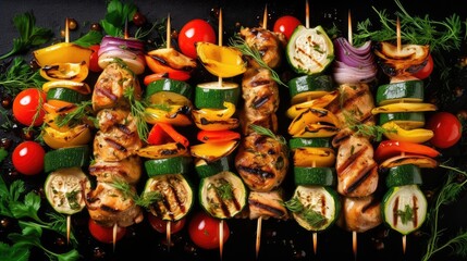 Colorful Grilled Kebabs Delight