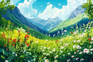 illustration background of a nature landscape