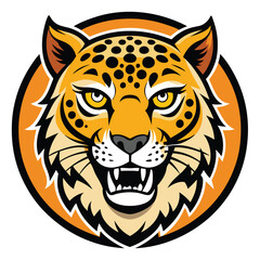 Wild tiger head logo vector illustration, a striped feline animal