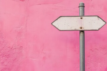 A weathered blank road sign with an arrow pointing to the left