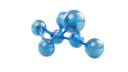 Blue Molecule Structure on White Background &ndash; Scientific Atomic Network Illustration for Medical and Research Concepts