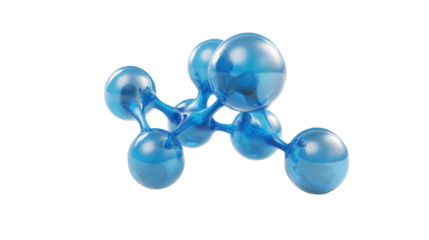 Blue Molecule Structure on White Background – Scientific Atomic Network Illustration for Medical and Research Concepts