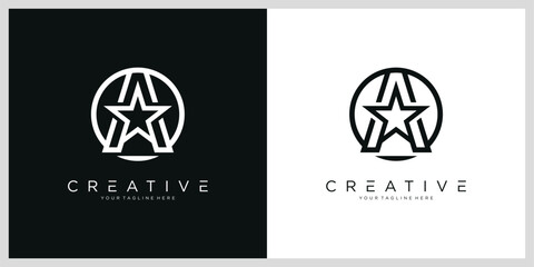 Initial letter A classic monogram with star logo