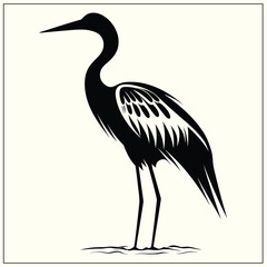 Obraz premium Silhouette of a Crane, Bird Outline