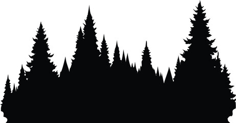 Obraz premium Forest Silhouette with Tall Evergreen Trees Against Transparent Background