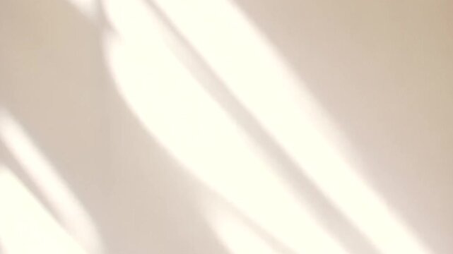 Shadows and light lines from curtain on the white wall background at sunny day. Transparent blurry shadow in morning sunlight with copy space for text,4K