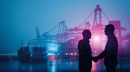 Successful Business Handshake at Trade Port