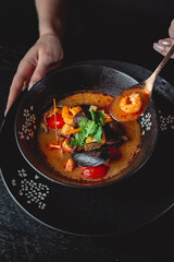 fresh and delicious seafood with dressing