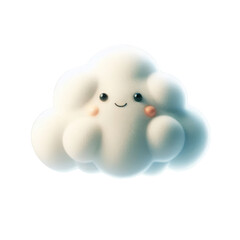 Fluffy White Cloud on White Background