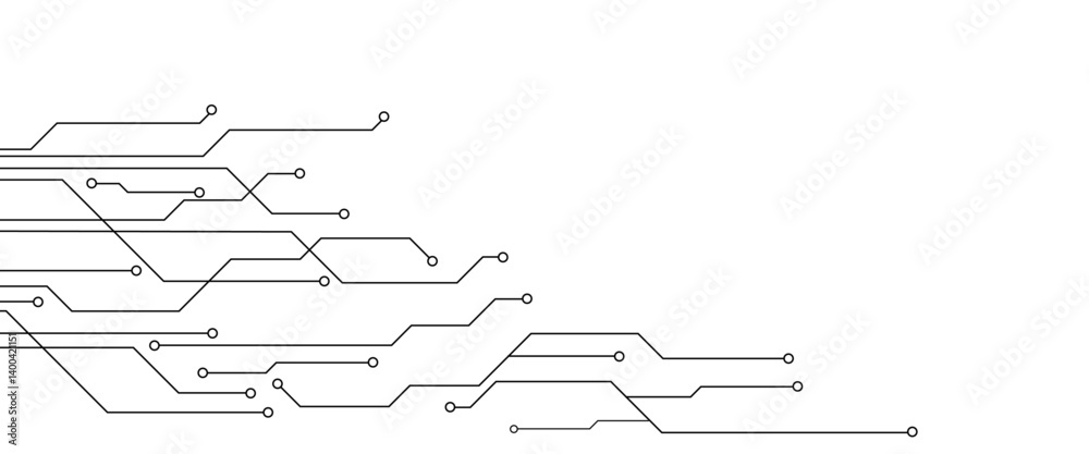 Poster Vector circuit board pattern for technology background. White Abstract geometric dots and lines connection circuit concept.