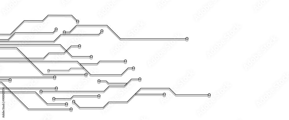 Aufkleber Vectors White Abstract geometric dots and lines connection circuit concept. Hi tech digital connect, communication, High technology concept.