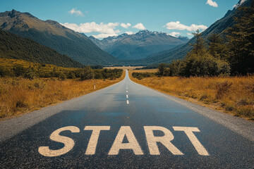 Road with "Start" written boldly to designate beginning, motivating viewers to embark on a journey of possibilities.