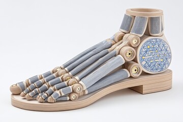 A foot model with detailed joints and ligaments flexing as if walking