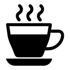 Modern silhouette vector illustration of a coffee cup icon with steam