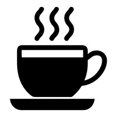 Modern silhouette vector illustration of a coffee cup icon with steam