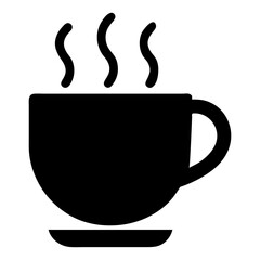 Modern silhouette vector illustration of a coffee cup icon with steam