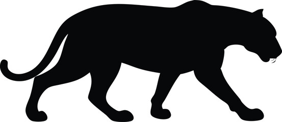Silhouette of a Stalking Panther with Transparent Background, Wild Cat Design