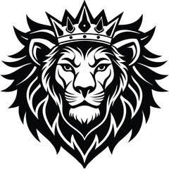 Wild lion head vector art illustration, a powerful animal mascot symbol