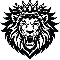 Fototapeta premium Wild lion head vector art illustration, a powerful animal mascot symbol