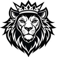 Fototapeta premium Wild lion head vector art illustration, a powerful animal mascot symbol