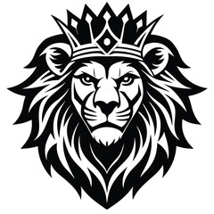 Wild lion head vector art illustration, a powerful animal mascot symbol