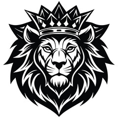 Wild lion head vector art illustration, a powerful animal mascot symbol