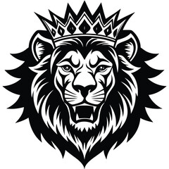 Wild lion head vector art illustration, a powerful animal mascot symbol