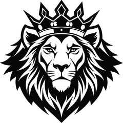 Wild lion head vector art illustration, a powerful animal mascot symbol