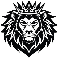 Wild lion head vector art illustration, a powerful animal mascot symbol
