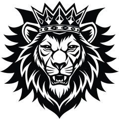 Wild lion head vector art illustration, a powerful animal mascot symbol