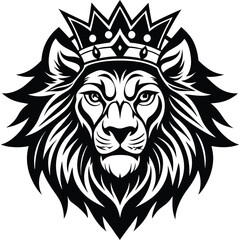 Wild lion head vector art illustration, a powerful animal mascot symbol